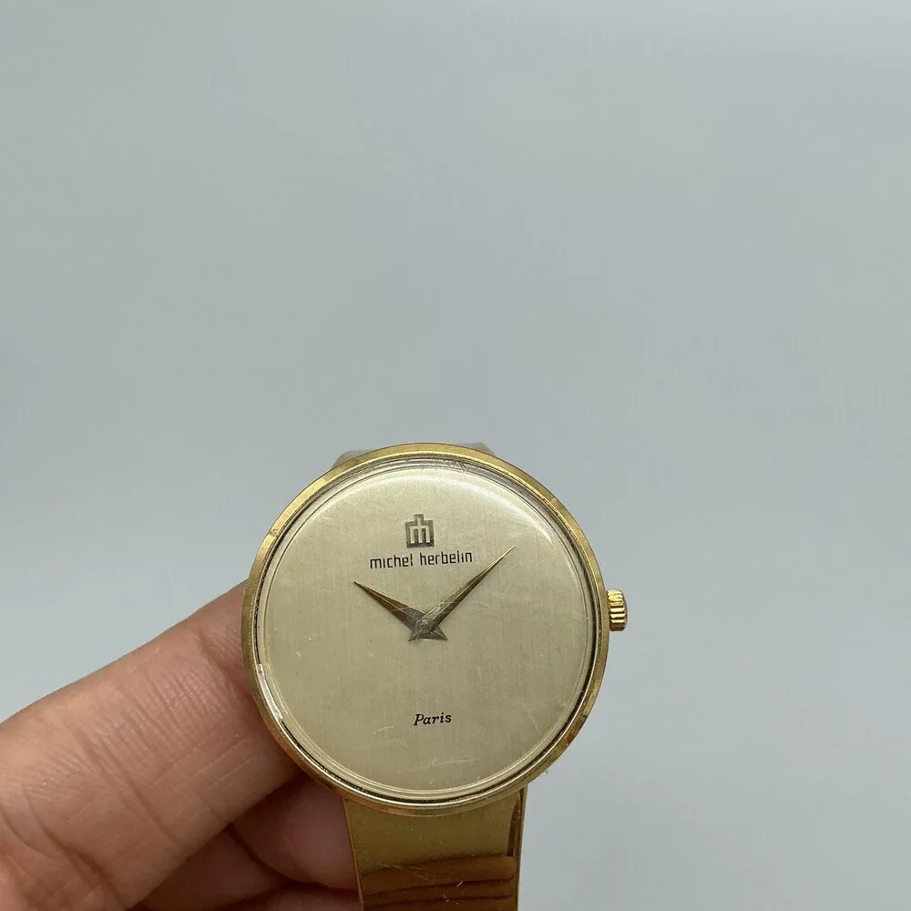 Vintage Michel Herbelin Womens Watch 29mm Champagne Dial Gold Tone Manual 6.5